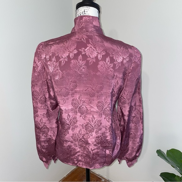 Gorgeous Vintage silky floral mauve blouse high neck blouse roses 🌹 - Picture 5 of 9